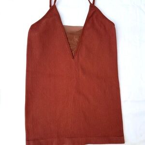 Free People Rust Ribbed Tank Top